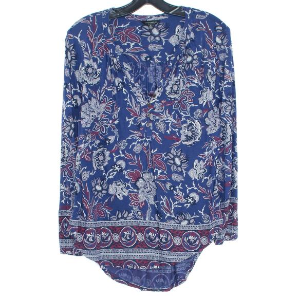 Lucky Brand Tunic Top Floral Boho Cottage Prairie Hippie Romantic Peasant Medium - Picture 1 of 2